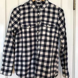 J. Crew Navy and White Gingham Button Down